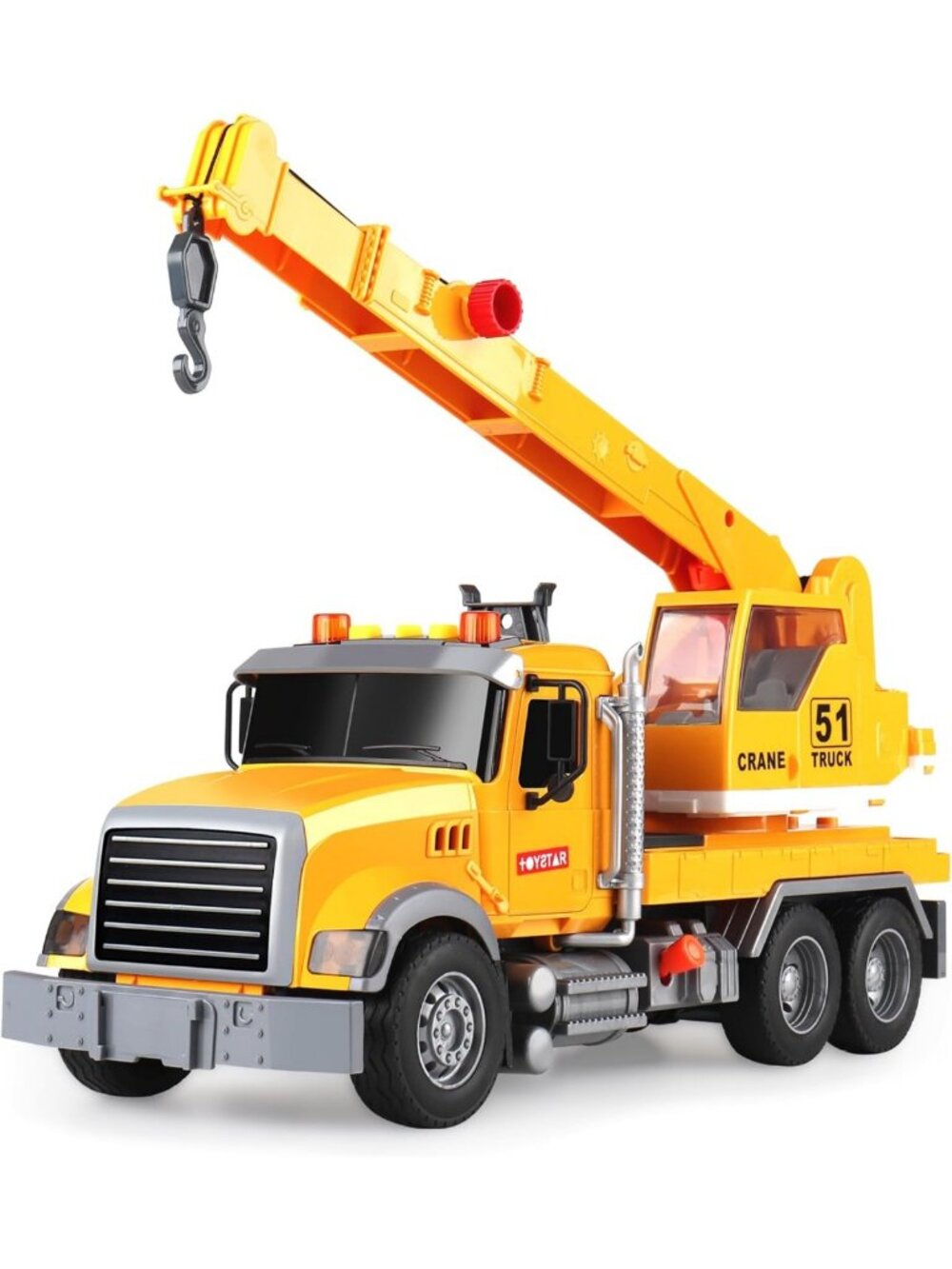 Construction Toy Crane Truck for Kids - Lights & Sounds, Fun Gift for 3+ Years